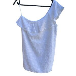 Cloth & Stone Eyelet One Shoulder White Dress beach casual soft girl Sz Medium